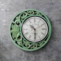 disoo fashions Mint Green Wooden Analog Wall Clock with Roman Dial-picture-31