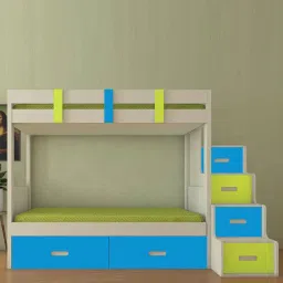 adona Suvina Engineered Wood Drawer Storage Bunk Bed Lime Yellow Azure Blue-picture-44