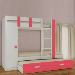 adona Evita Trundle Engineered Wood Box Storage Bunk Bed Strawberry Pink-picture-4