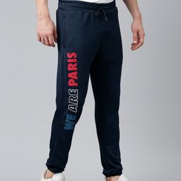 PSG Men Navy Blue Paris Saint-Germain Classic Printed Football Joggers-image-132