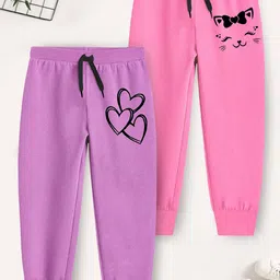 YK X Trampoline Girls Pack Of 2 Graphic Printed Cotton Joggers-53