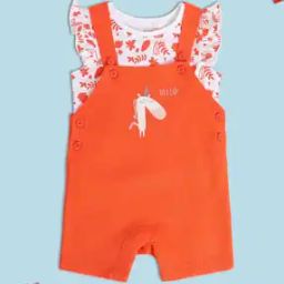 Leaf Print T-Shirt & Dungaree Set-image-63