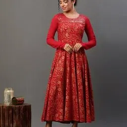 aurelia Women Floral Print Flared Kurta-picture-24