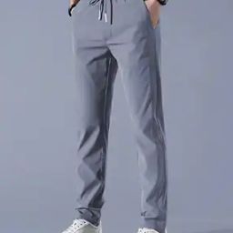 Men Straight Track Pants with Elasticated Drawstring Waist-picture-25