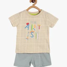 Boys Typographic Print Cotton T-Shirt & Shorts Set-picture-53