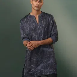 vastramay Men Printed Regular Fit Long Kurta with Mandarin Collar-picture-43