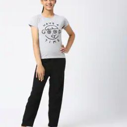 Typographic Print Nightwear Set-image-44