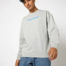 Men Typographic Print Oversized Fit Sweatshirt-image-17