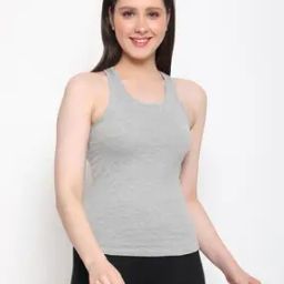 Women Heathered Cotton Tank Top-image-3