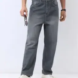 Men Washed Loose Fit Carpenter Jeans-image-30