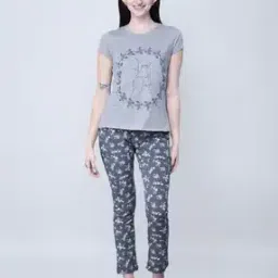 Women Floral Print T-Shirt & Pyjamas Set-picture-14