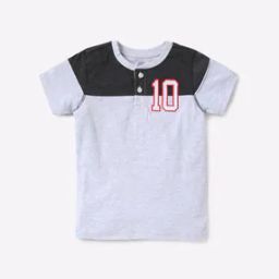Colourblock Henley T-shirt with Applique-image-3
