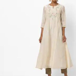 Round-Neck Flared Kurta with Embroidery-image-77