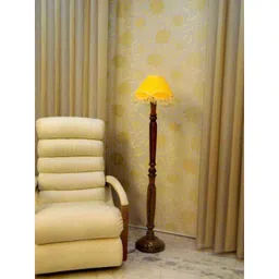 Tucasa Vintage Wooden Lamp with Yellow Lace Shade, LG-946-image-23