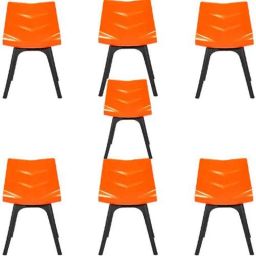 Regent Diamond Shell Plastic Black &a; Orange Chair (Pack of 7)-34