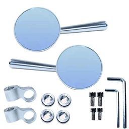 Miwings Cnc Alloy Stylish Design 2-Verson Circle Anti Glare Mirror For Motorbike Rearview Side Handle Bar End Mirrors For All Universal Bikes (Left &a; Right, Pack Of 2,Silver)-45