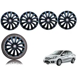 Auto Pearl 4 Pcs 14 inch ABS Black Press Type Hubcap Wheel Cover Set with Retention Ring for Honda AmazeType2-image-92