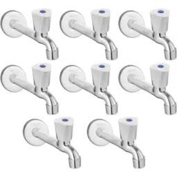 Senkiddpro Triangle Steel Chrome Finish Wall Mounted Long Body Tap with Wall Flange (Pack of 8)-image-22