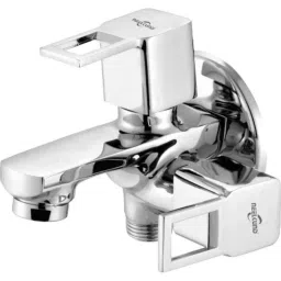 Neelkund Brass Silver Chrome Finish Square Cut 2-in-1 Bib Tap with Twin Elbow Valve-image-19