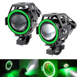 AllExtreme U7 Green Angel Eye Ring Mini CREE LED Fog Light with High &a; Low Flashing Beam (Pack of 2)-23