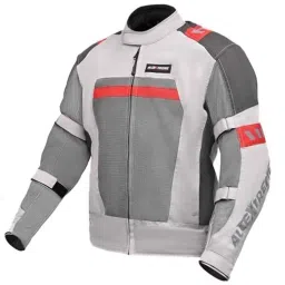 AllExtreme BAZOOKA Mesh Fabric Grey &a; Red Bike Riding Jacket with Armour Back Elbow, Shoulder Protector &a; Night Visibility Sticker, Size: 2XL-image-92