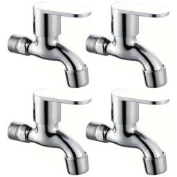 Drizzle SoloMini 4 Pcs Brass Chrome Finish Silver Bib Cock Set with Foam Flow, BIBSOLOMINI4-11