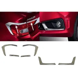 SureStrive 6 Pcs Silver Chrome Finish Tail Light &a; Fog Lamp Cover Set for Honda Amaze 2018 Onwards-17