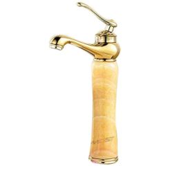 Bassino Gold Onyx Brass Single Lever Hot &a; Cold Basin Faucet Tap, BTT-2027-image-38