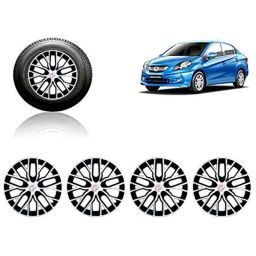 Auto Pearl 4 Pcs 14 inch ABS Silver &a; Black Press Type Fitting Car Wheel Cover Set for Honda Amaze T1-image-78