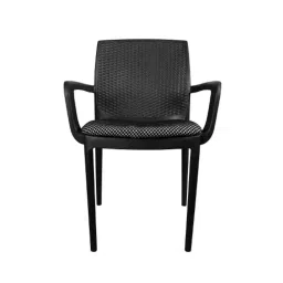Diya Alpha Black Solid Back Cushion Plastic Chair with Arm-image-60