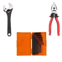 Hillgrove HGCM339M1 9 Pcs Full Hex Allen Key Set with 8 inch Combinational Plier &a; 8 inch Adjustable Wrench, HGCM631-11