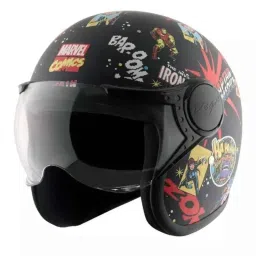 Vega Jet Marvel Comics Edition ABS Dull Blue Red Open Face Helmet, Size: Medium-picture-17