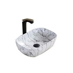Uken 001 40.64x25.4x12.7cm Ceramic White &a; Grey Glossy Finish Table Top Wash Basin-18