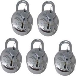 Onmax 63mm Steel Round Silver Finish Padlock with 3 Pcs Keys for Door, Gate &a; Shutter (Pack of 5)-image-69