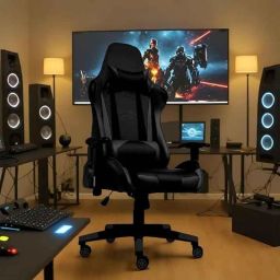 Rose Up Gamer 53x68x127cm PU Leather Black High Black Gaming Chair-13