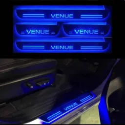 SureStrive 4 Pcs Acrylic Car Side Footstep Set with Blue LED Door Sill Scuff Plate for Hyundai Venue Type-2 Model-11