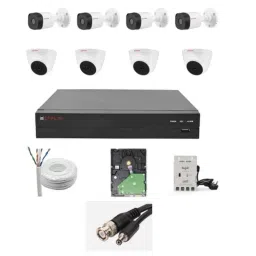 CP Plus 2.4MP Full HD 8 Channel DVR with Built in Audio MIC, 4 Pcs Outdoor, 4 Pcs Indoor White Camera, 2TB HDD, 8 Ch SMPS &a; CCTV Cable Combo Kit-2