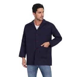 Uniformer Polyester &a; Cotton Blue Lab Coat with 3 Pockets, Size: XL-10
