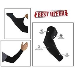 AOW Unisex Stretchable Fingerless Arm Protection Sleeves for Driving, Biking, Cycling (Black, Free Size) A-31-11