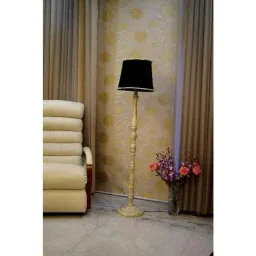 Tucasa White Mango Wood Floor Lamp with Black Polycotton Shade, WF-143-image-38