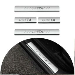 SureStrive 4 Pcs Stainless Steel Silver Footstep Sill Plate Set without LED for Hyundai Creta 2020 Type-2-17