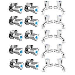 Zesta Jazz 20 Pcs Stainless Steel Chrome Finish Bib Cock &a; Angle Cock Set with Wall Flange-picture-45