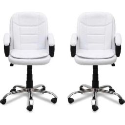 Mezonite KI 222 White Medium Back Leatherette Office Chair (Pack of 2)-image-42