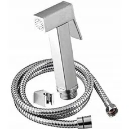 Gold Bell Brass Silver Wall Mounted Chrome Finish Square Health Faucet Gun with 1 m Flexible SS Tube &a; Wall Hook-image-41