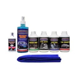 Indopower Ff752 Car Glass Cleaner, Dashboard Shiner, Tyre Shiner, Leather Shiner, Car Shampoo, Scratch Remover, Car Cloth Kit, AHh754-14