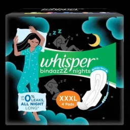 Whisper 4 Pcs White Cotton Disposable Bindazzz Sanitary Pad Packet, Size: XXXL (Pack of 2)-picture-10