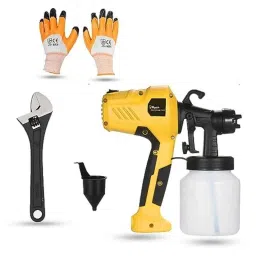 Hillgrove 400W 0.8 Litre Plastic DIY HVLP Paint Sprayer Gun with Gloves &a; 8 inch Adjustable Wrench, HGCM1327-15