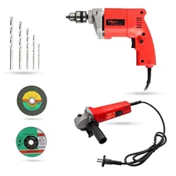 Hillgrove 850W Angle Grinder, 500W 10mm Drill Machine, Grinding Wheel, Metal Cutting Wheel &a; 5 Pcs Masonry Drill Bits Combo, HGCM917-19