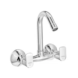 Cera Chromo Metal Quarter Turn Sink Mixer with Swivel Spout, Connecting Legs &a; Wall Flange, F1019501-image-27