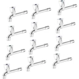 Spazio Smartbuy Stainless Steel Chrome Finish Long Body Bib Cock with Foam Flow Water Wall Flange (Pack of 12)-picture-6